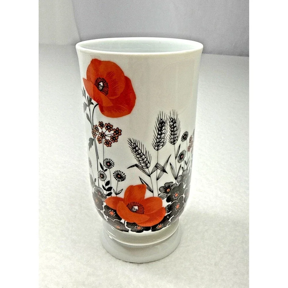 Poppy Flower Porcelain Vase 5.5